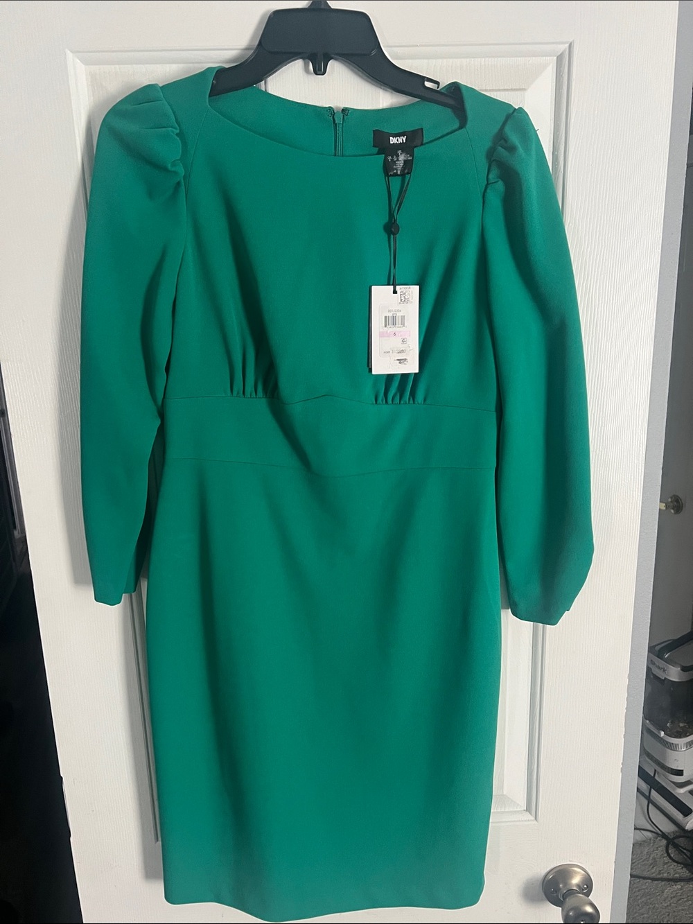 DKNY Emerald Green Long Sleeve Sheath Dress